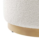 Tilden 16" Round Sherpa Upholstered Ottoman by Lefancy