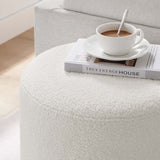 Tilden 16" Round Sherpa Upholstered Ottoman by Lefancy
