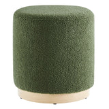 Tilden 16" Round Sherpa Upholstered Ottoman by Lefancy