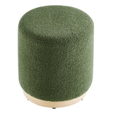 Tilden 16" Round Sherpa Upholstered Ottoman by Lefancy