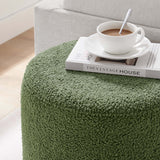 Tilden 16" Round Sherpa Upholstered Ottoman by Lefancy