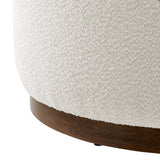 Tilden Large 29" Round Boucle Upholstered Ottoman by Lefancy