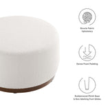 Tilden Large 29" Round Boucle Upholstered Ottoman by Lefancy