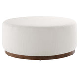 Tilden Large 38" Round Boucle Upholstered Upholstered Ottoman by Lefancy