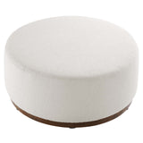 Tilden Large 38" Round Boucle Upholstered Upholstered Ottoman by Lefancy