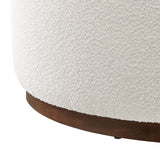 Tilden Large 38" Round Boucle Upholstered Upholstered Ottoman by Lefancy