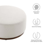 Tilden Large 38" Round Boucle Upholstered Upholstered Ottoman by Lefancy