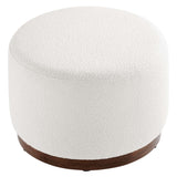 Tilden Large 23" Round Boucle Upholstered Upholstered Ottoman by Lefancy