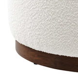 Tilden Large 23" Round Boucle Upholstered Upholstered Ottoman by Lefancy