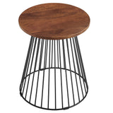 Valeo Round Wood and Metal Side Table by Lefancy