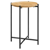 Xilo Round Wood and Metal Side Table by Lefancy