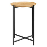 Xilo Round Wood and Metal Side Table by Lefancy