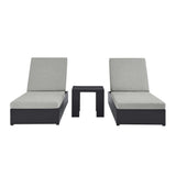 Tahoe 3-Piece Outdoor Patio Powder-Coated Aluminum Chaise Lounge Set by Lefancy