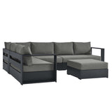 Tahoe 5-Piece Outdoor Patio Powder-Coated Aluminum Sectional Sofa Set by Lefancy