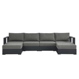 Tahoe 4-Piece Outdoor Patio Powder-Coated Aluminum Sectional Sofa Set by Lefancy