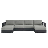 Tahoe 4-Piece Outdoor Patio Powder-Coated Aluminum Sectional Sofa Set by Lefancy