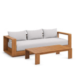 Tahoe 2-Piece Outdoor Patio Acacia Wood Sofa and Coffee Table Set by Lefancy