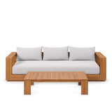 Tahoe 2-Piece Outdoor Patio Acacia Wood Sofa and Coffee Table Set by Lefancy