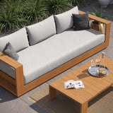 Tahoe 2-Piece Outdoor Patio Acacia Wood Sofa and Coffee Table Set by Lefancy