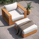 Tahoe 2-Piece Outdoor Patio Acacia Wood Armchair and Ottoman Set by Lefancy