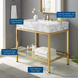 Kingsley 36" Gold Stainless Steel Bathroom Vanity by Lefancy