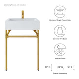 Redeem 24" Wall-Mount Gold Stainless Steel Bathroom Vanity by Lefancy