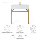 Redeem 32" Wall-Mount Gold Stainless Steel Bathroom Vanity by Lefancy