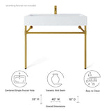 Redeem 40" Wall-Mount Gold Stainless Steel Bathroom Vanity by Lefancy