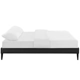 Sharon Vinyl Full Bed Frame with Squared Tapered Legs by Lefancy