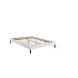 Sharon Vinyl Queen Bed Frame with Squared Tapered Legs by Lefancy