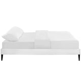 Sharon Vinyl Queen Bed Frame with Squared Tapered Legs by Lefancy