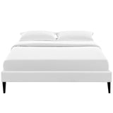 Sharon Vinyl Queen Bed Frame with Squared Tapered Legs by Lefancy