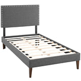 Phoebe Fabric Twin Platform Bed with Squared Tapered Legs by Lefancy