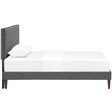 Phoebe Fabric Twin Platform Bed with Squared Tapered Legs by Lefancy