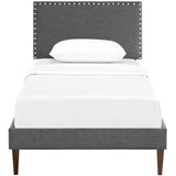 Phoebe Fabric Twin Platform Bed with Squared Tapered Legs by Lefancy