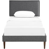 Camille Fabric Twin Platform Bed with Squared Tapered Legs by Lefancy