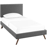 Phoebe Fabric Twin Platform Bed with Round Splayed Legs by Lefancy