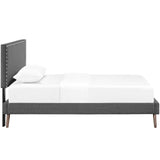 Phoebe Fabric Twin Platform Bed with Round Splayed Legs by Lefancy