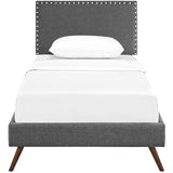 Phoebe Fabric Twin Platform Bed with Round Splayed Legs by Lefancy