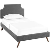 Laura Fabric Twin Platform Bed with Round Splayed Legs by Lefancy