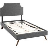 Laura Fabric Twin Platform Bed with Round Splayed Legs by Lefancy