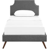 Laura Fabric Twin Platform Bed with Round Splayed Legs by Lefancy