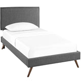 Camille Fabric Twin Platform Bed with Round Splayed Legs by Lefancy