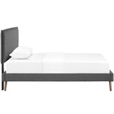 Camille Fabric Twin Platform Bed with Round Splayed Legs by Lefancy