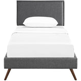 Camille Fabric Twin Platform Bed with Round Splayed Legs by Lefancy