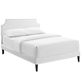 Laura Vinyl Queen Platform Bed with Squared Tapered Legs by Lefancy