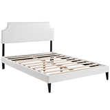 Laura Vinyl Queen Platform Bed with Squared Tapered Legs by Lefancy