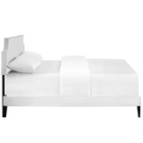 Laura Vinyl Queen Platform Bed with Squared Tapered Legs by Lefancy