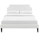 Laura Vinyl Queen Platform Bed with Squared Tapered Legs by Lefancy