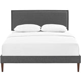 Camille Fabric Full Platform Bed with Squared Tapered Legs by Lefancy